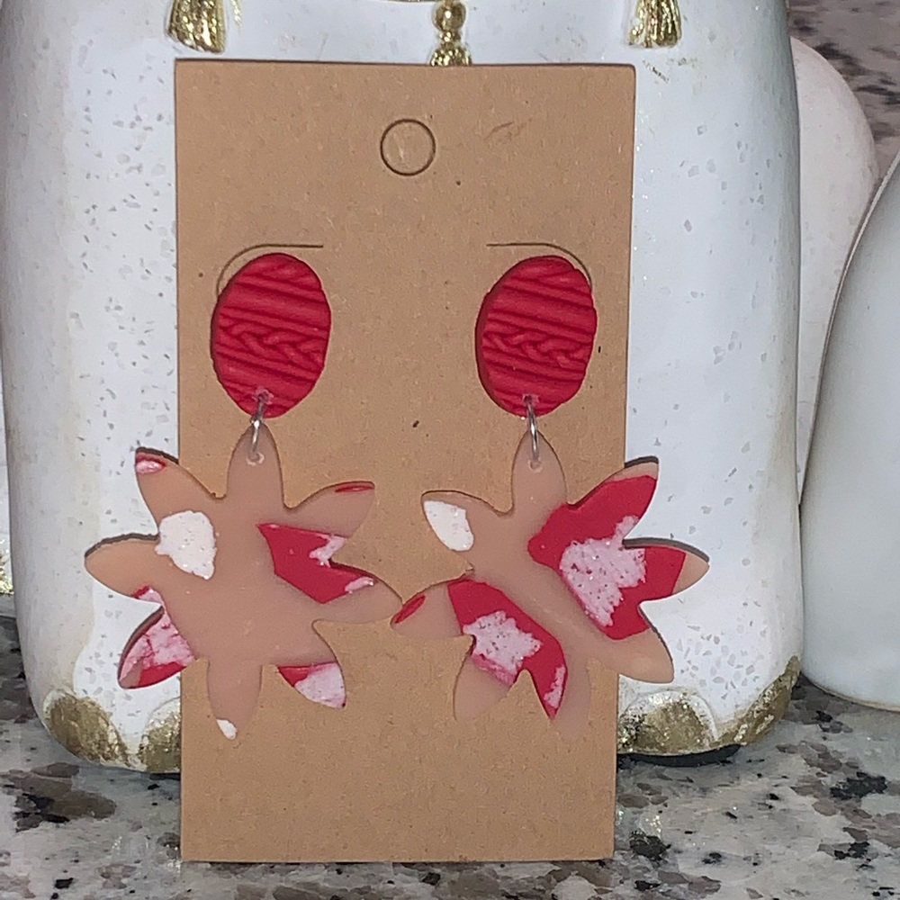 Red/White/Translucent Earrings